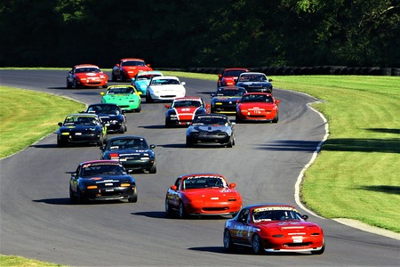 Brian Leads the Pack VIR Red Miata